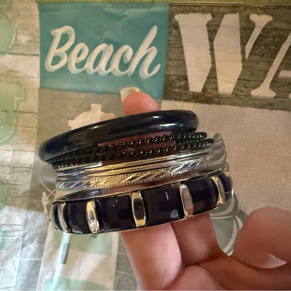 Catherines Purple and Black Mixed-Metal Bangle Set - Picture 2 of 2